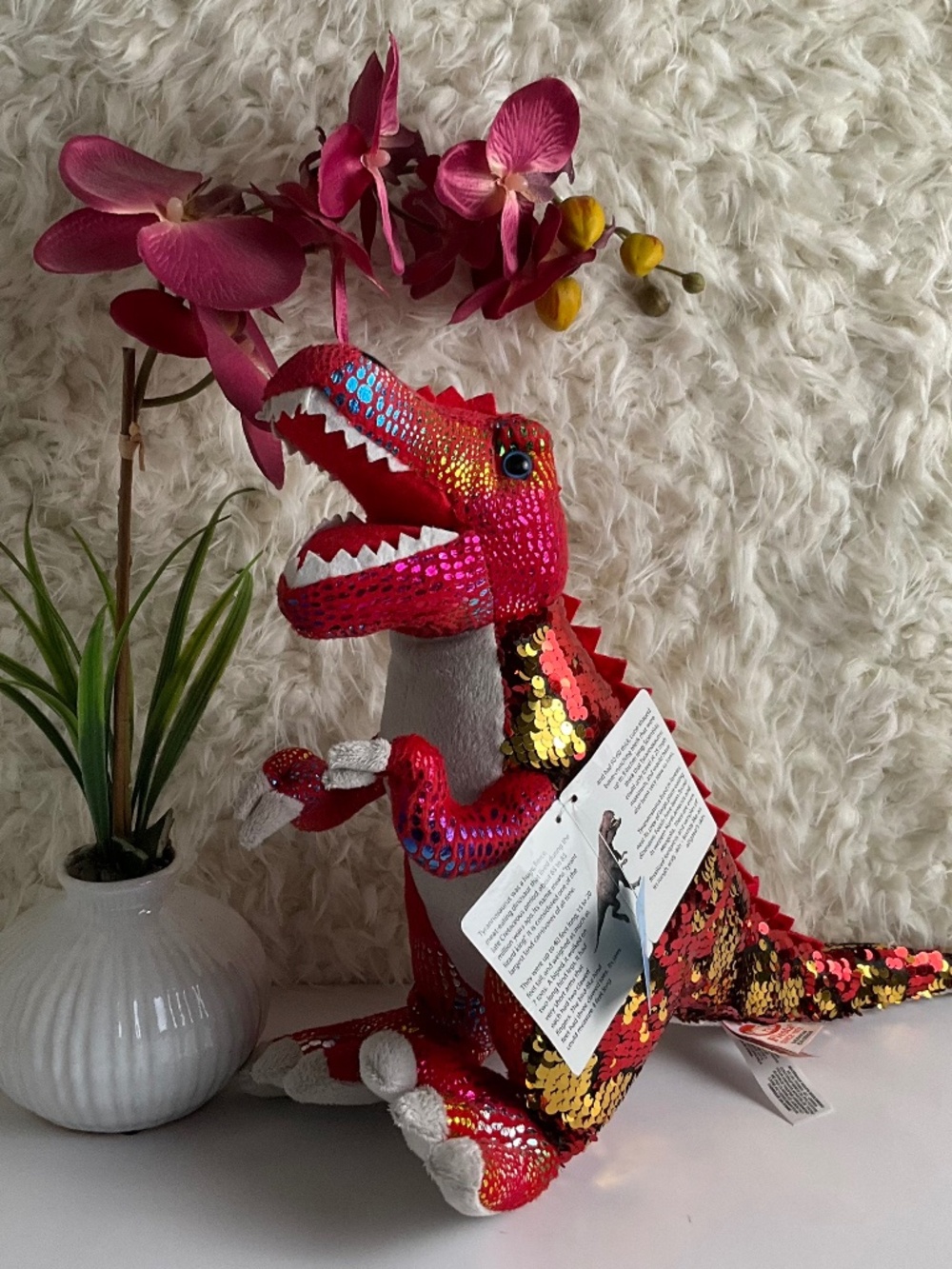 SHIMMERY FIESTA TYRANNOSAURUS REX DINOSAUR PLUSH/STUFFED ANIMAL~NWT!